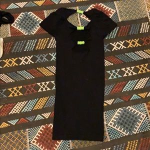 Bebe black mini dress with green detail